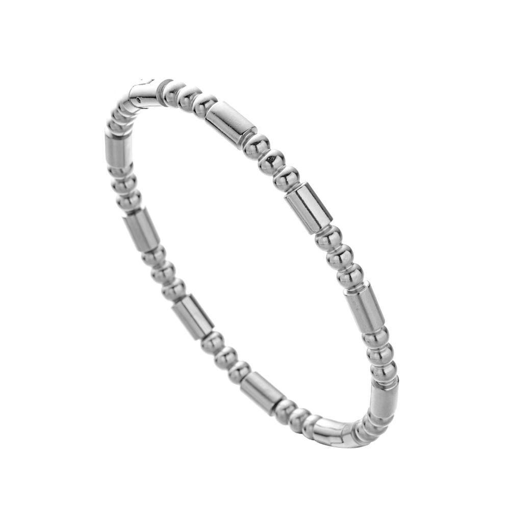 Versatile Titanium Steel Bamboo Bead Bracelet with Carved Design for Women