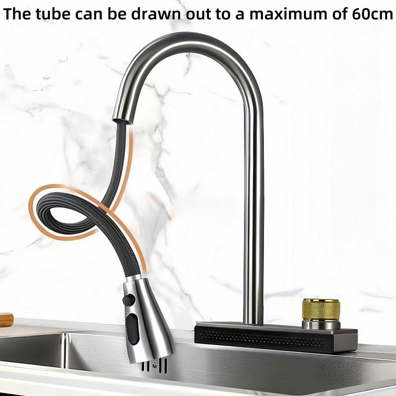 Chrome Plated Gun Gray Hot And Cold Water Tap Kitchen Sink Faucet Household Pull-out 304 Stainless Steel Faucet