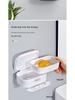 Wall-Mounted Drainable Soap Dish with Lid - No-Punching Bathroom Storage Rack for Home or Travel