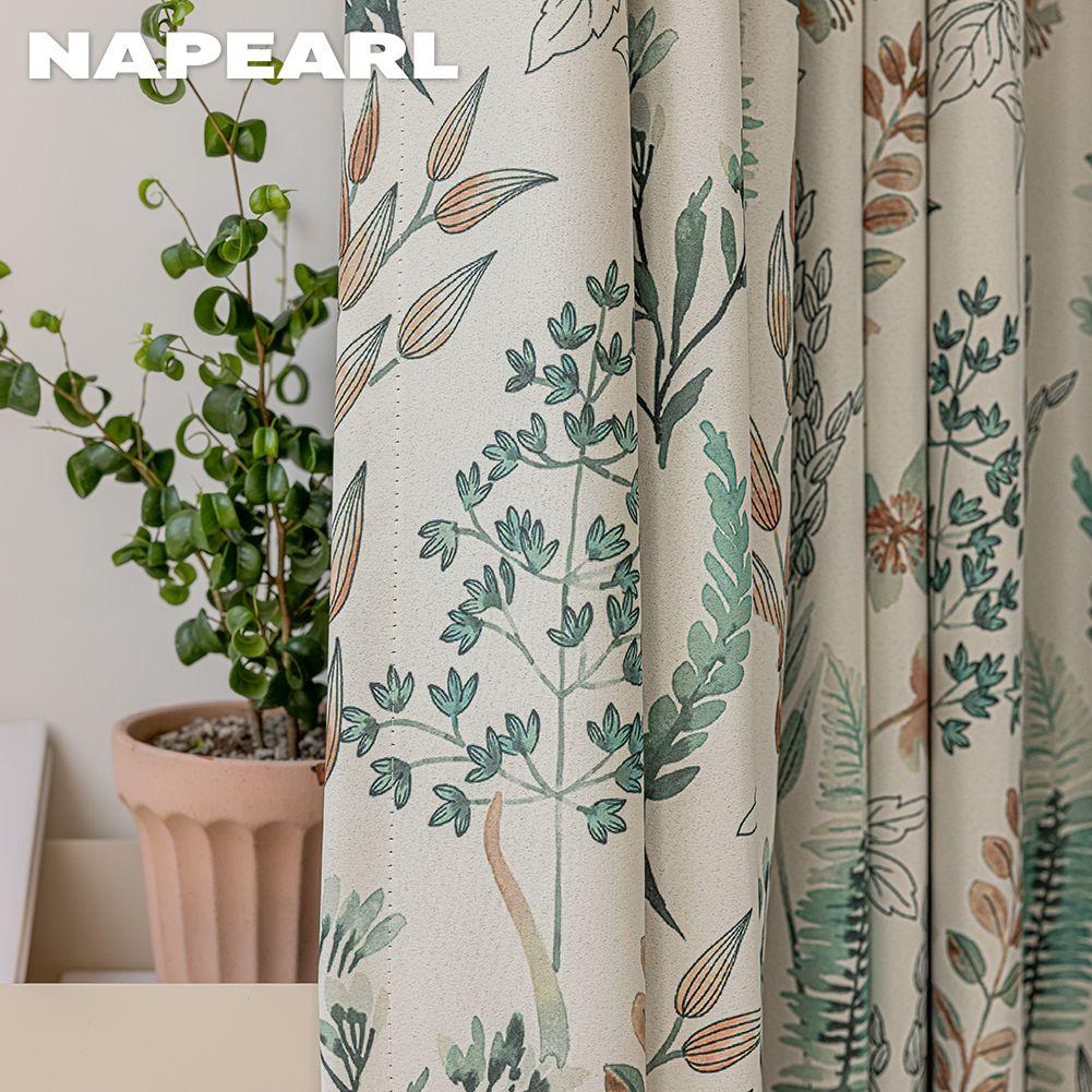 1PC NAPEARL Natural Hand-painted Printed Curtains Nordic Ins Style Blackout Curtains for Bedroom Living Room Balcony Window for Home Decor