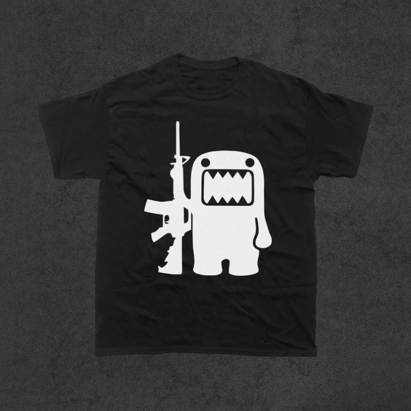 Streetwear Domo Kun Ak47 Koszulka Unisex Koszulka Unisex Letnia Nowość Oversize Casual Modna Luźna Vintage Harajuku Okrągły Dekolt Y2k Grunge