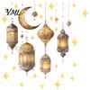 Festival Party Wall Decorations Ramadan Stickers, Peel And Stick Decals, Eid Mubarak Art Decor, Vintage Hanging Middle Eastern Style Window