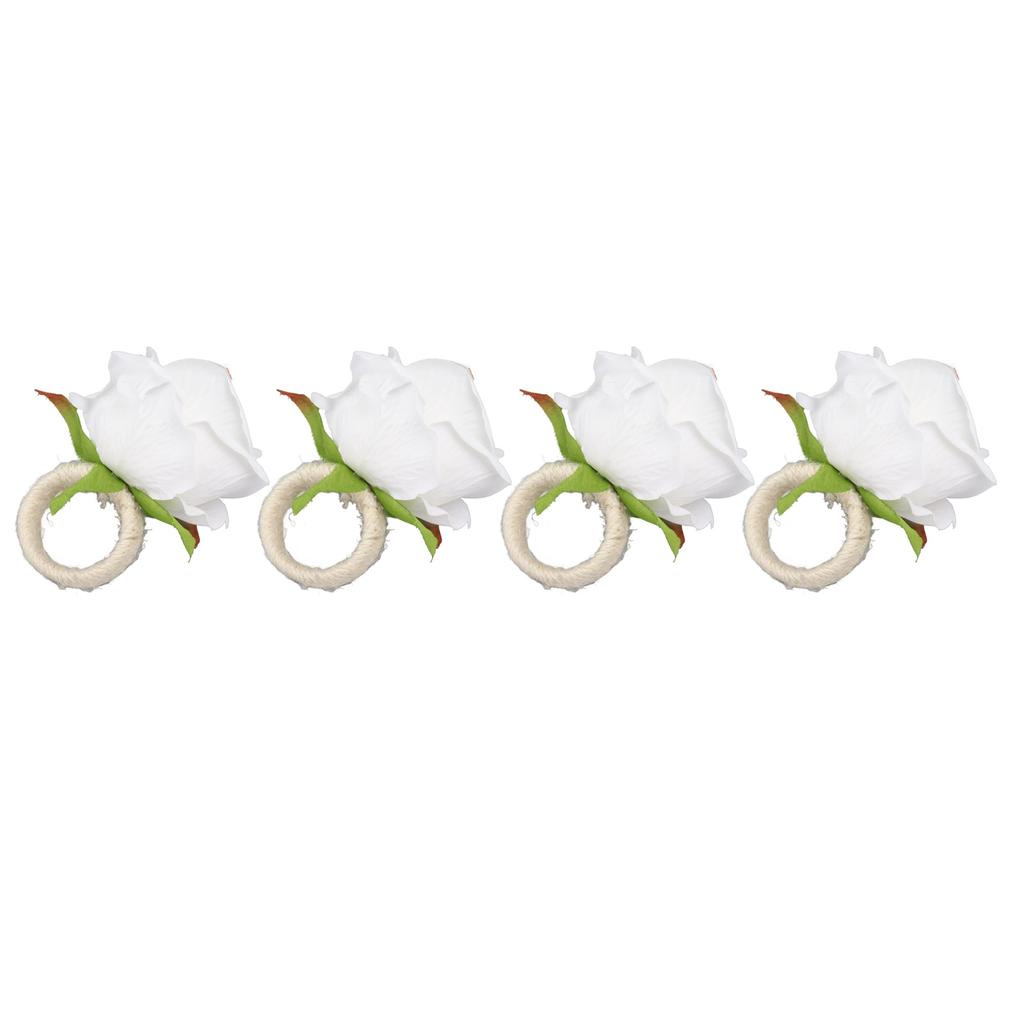 4PCS Rose Napkin Ring Simulated Plastic Reusable Vine Design Napkin Holder Ring for Restaurant