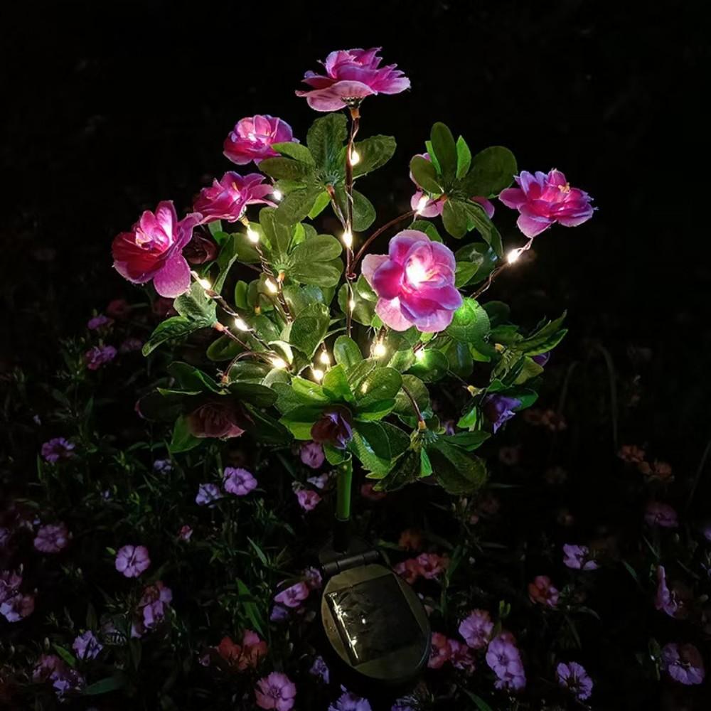 Solar Azalea Flower Stake Lights LED Waterproof Solar Powered Floral Garden Light for Outdoor Patio Yard Pathway Landscape Decor