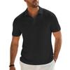 Men's Textured Vertical Stripe Lapel Polo Shirt Breathable Loose Quick-Dry Short Sleeve.