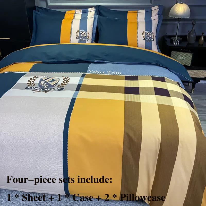 Pure Cotton Four-piece Bedding Striped Gant Simple High-grade Loaded Pillowcase Single Set 1.5 Meters 1.8 Meters Home Bed Set
