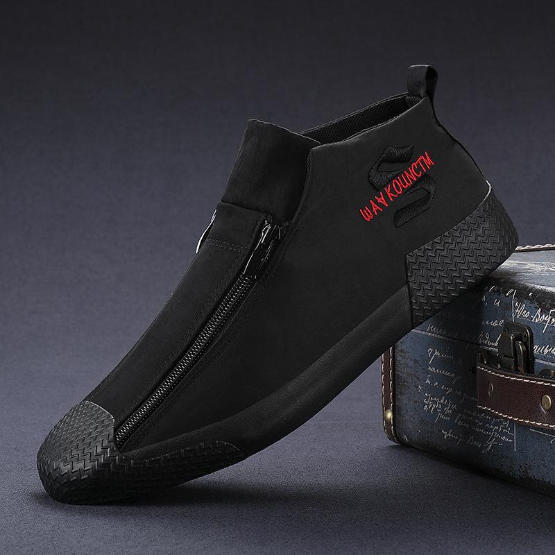 Vīriešu audekls gurnu sporta kurpes Modes divrindu rāvējslēdzēja dizains ikdienišķas plakanas kurpes Ikdienas vīriešu elpojošas kedas Zapatillas