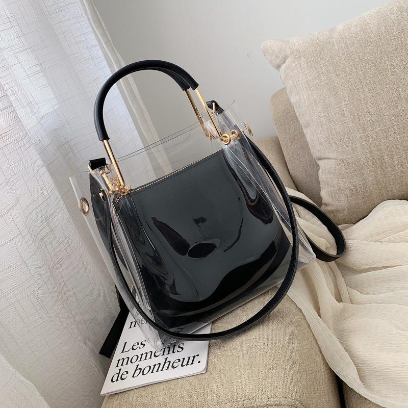 Fashion PVC Transparent Women Shoulder Bag Jelly Candy Summer Beach Handbag for female Messenger Bags Bolsa Totes bucket bag s