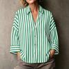 Women's Striped Lapel Button Down Long Sleeve Blouse Loose Fit for Work