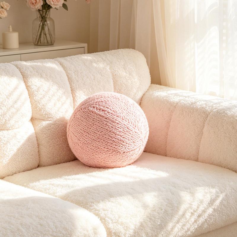 Nordic Style Round Ball Cushion Velvet Seat Pouf Stuffed Throw Pillow Room Sofa Decor Soft Ball Cushion Waist Back Cushions