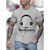 Technics Μπλουζάκια με στάμπα ακουστικών Ανδρικά Μπλουζάκια Μόδας Harajuku Υπερμεγέθη Καλοκαιρινά Κοντομάνικα Μπλουζάκια Μοντέρνα Φαρδιά Μπλουζάκια DJ