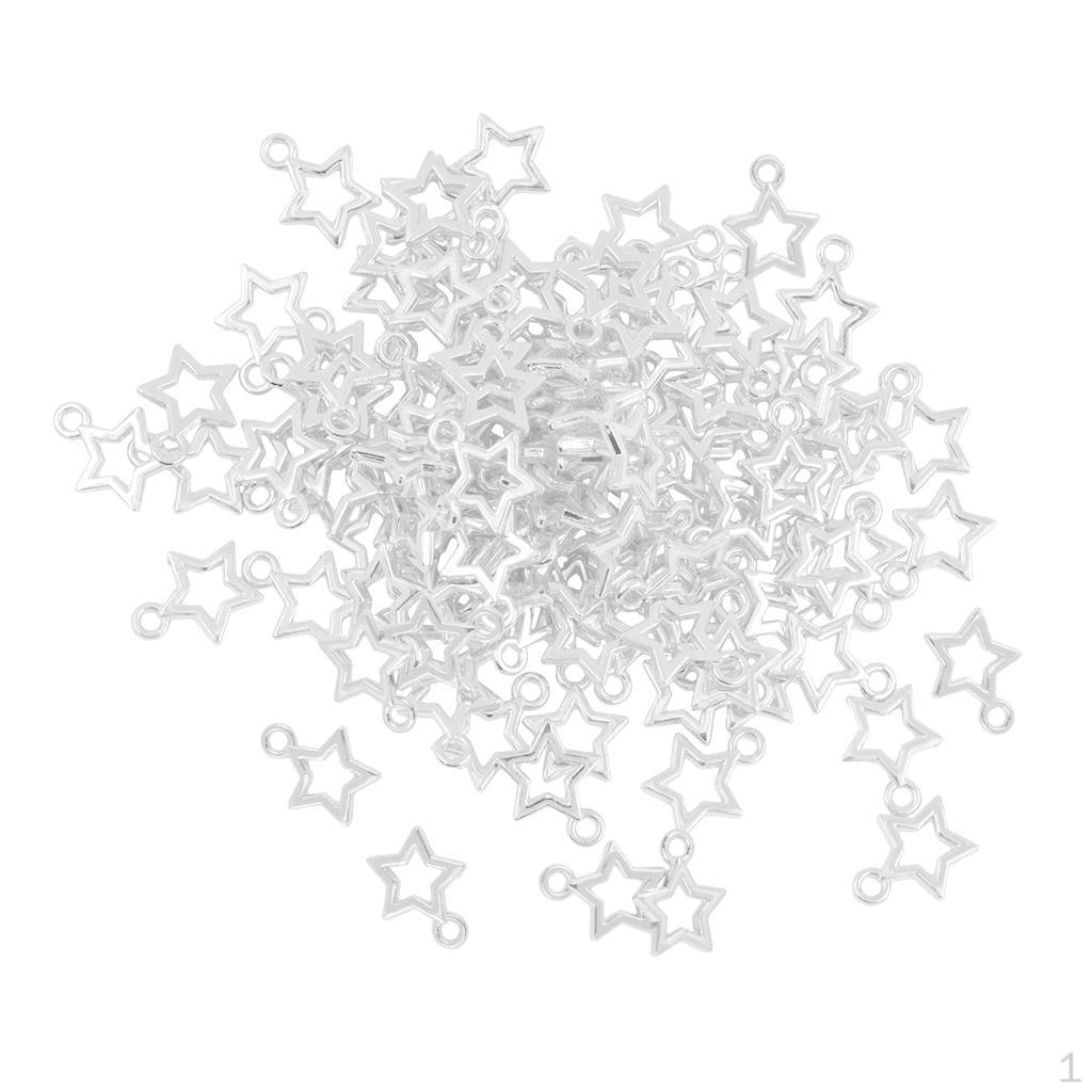 

100 Pcs Alloy Star Cute Charms Pendants, The Bracelet Necklace Silver White