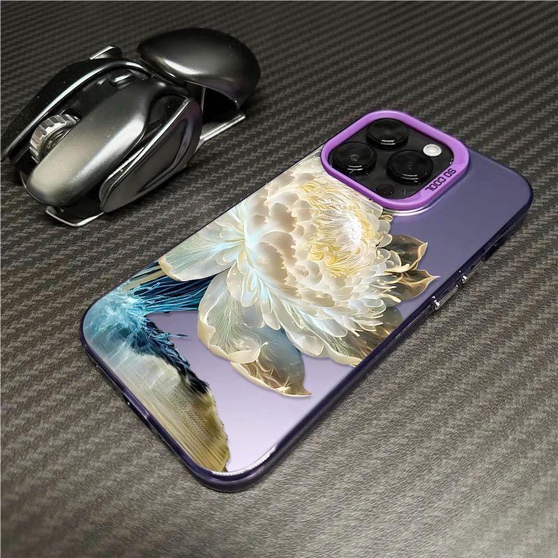 Luxury Lotus Flower Electroplate Case For OPPO A5 A3 A6 PRO A60 A79 A18 A38 A78 A74 A94 A58 A3X A40 A5X A6X RENO 5F 5 6 Lite 8 7