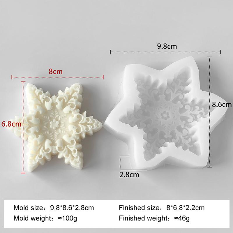 Christmas Snowflake Candle Mold Handmade Aroma Candle Epoxy Resin Silicone Molds DIY Chocolate Cookies Baking Tool