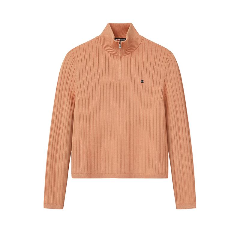 

FILA White Classic Fashion Simple Elegant Casual Comfortable Versatile Slim Fit Half-Zip Stand Collar Knit Sweater Women tops Orange F11W613401FOR 2XL