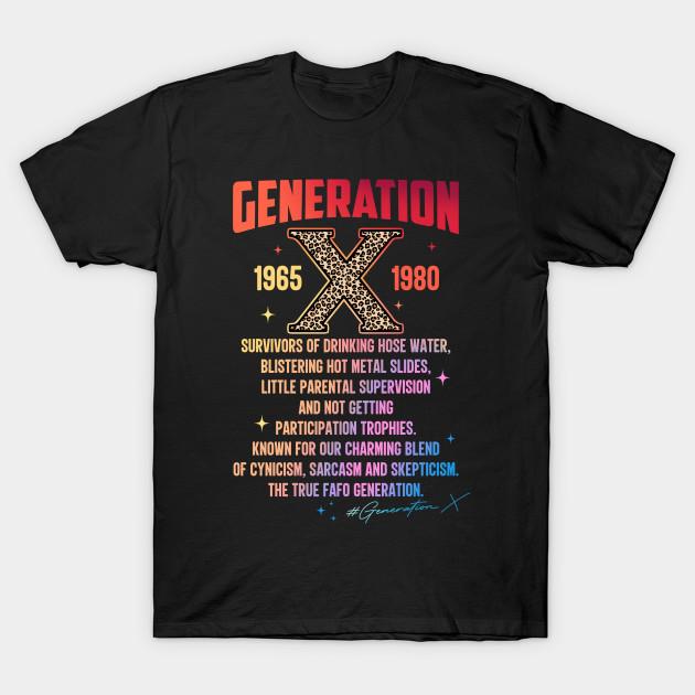 

Men Black Print T-shirt Tie Dye Generation X 1965 1980 Leopard Gen Xer Generation X No-Cut Transfer Paper Print Cotton Tshirt M чорний