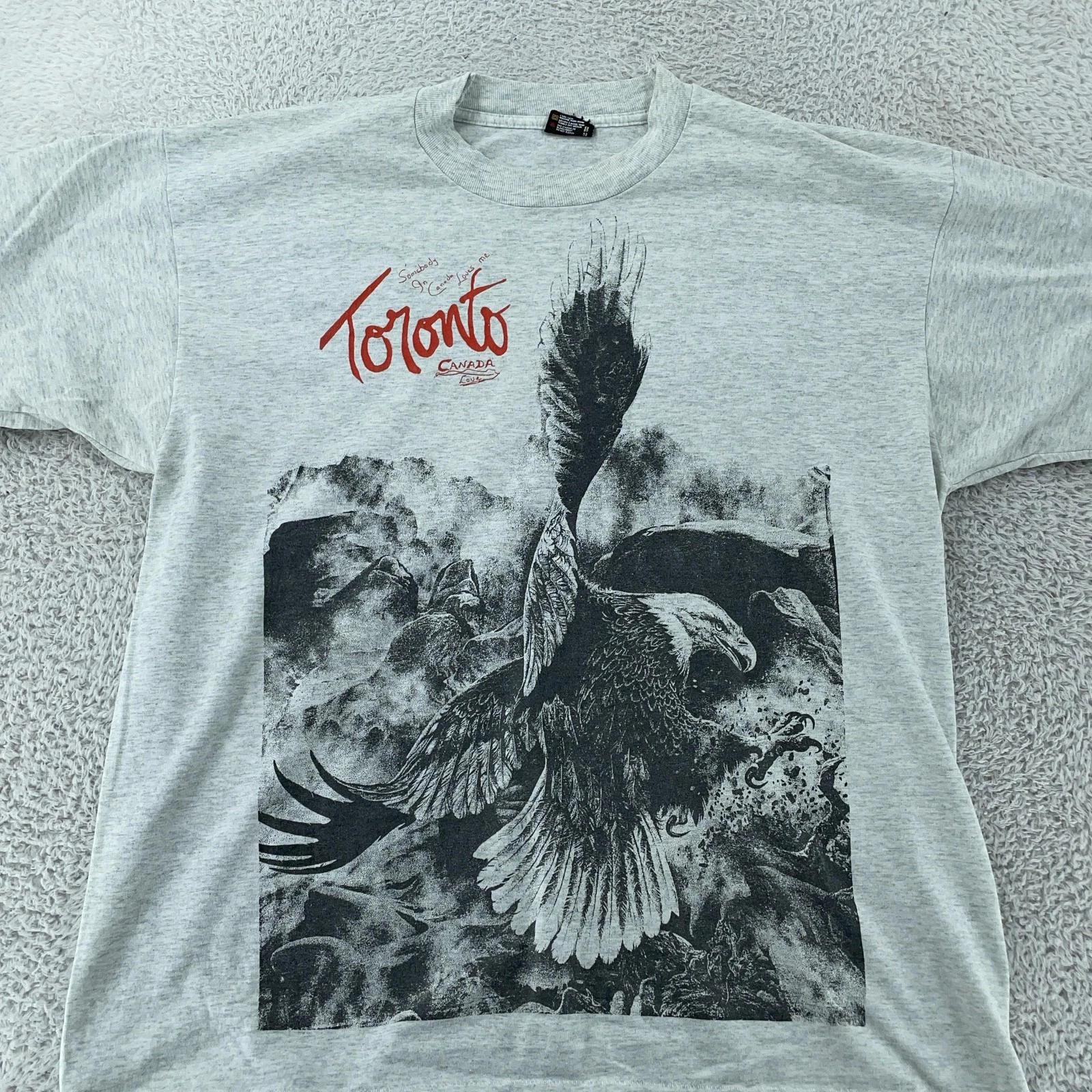

Vintage Toronto Canada Bald Eagle Double Sided Shirt Large Gray Snake Nature Tee 4XL