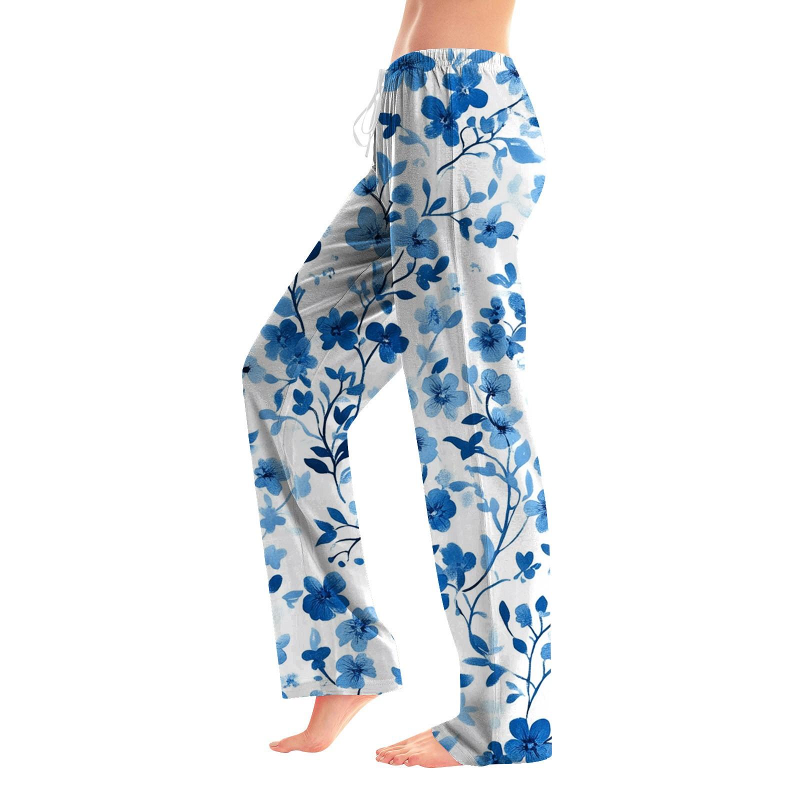 

Женские модные свободные повседневные брюки с принтом банта XXXL синий