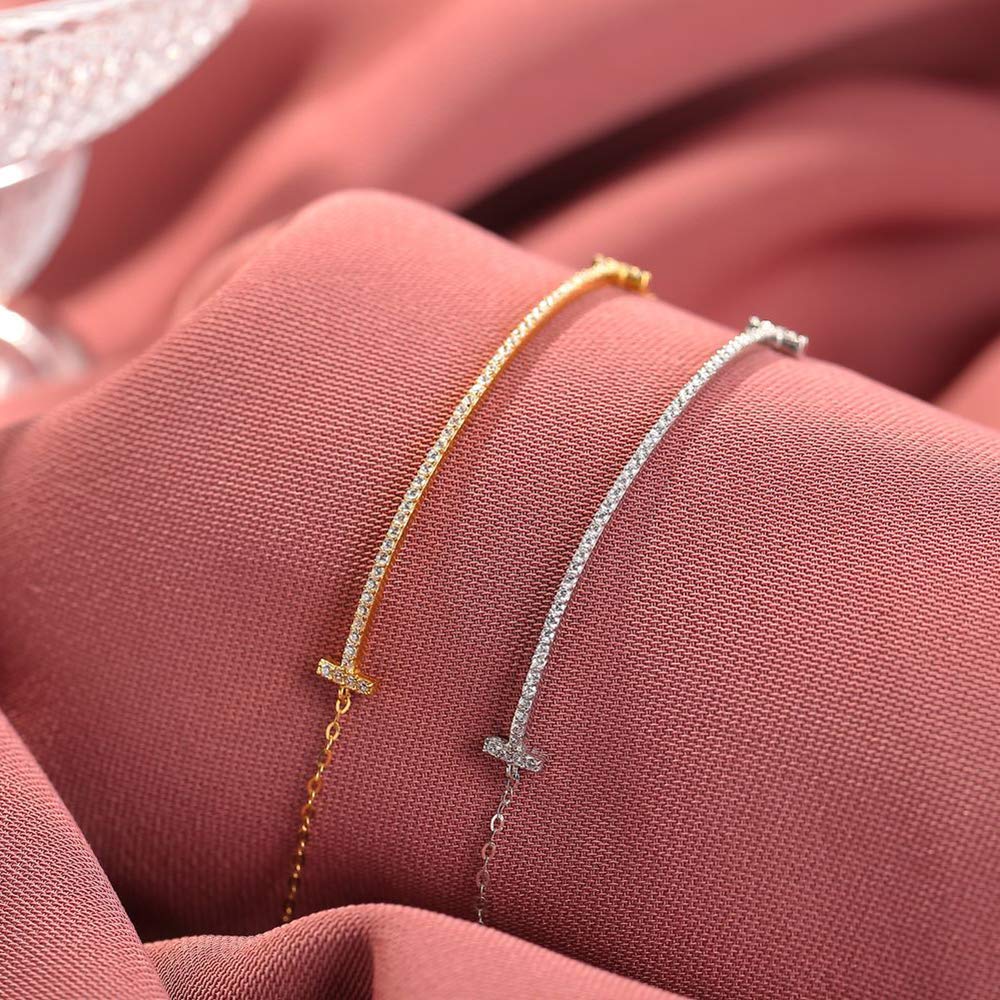 Armband Geschenkbox Set PLUSTER 925 Sterling Silber Smile Line Platin Finish Accessoires Zirkonia Strass Geschenk Geschenk Weihnachtsgeschenk
