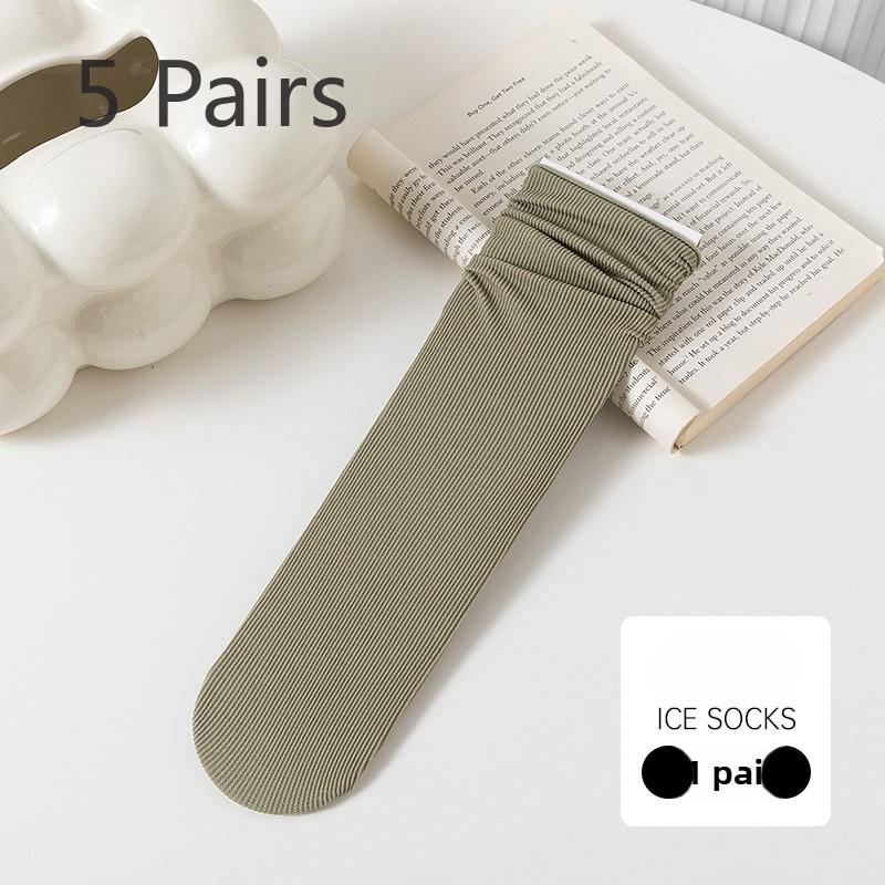 5 Pairs of Female Summer Thin Candy Color Student Trend Pile Socks