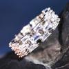Huitan New Trendy Wedding Rings for Women Crystal Rectangular Cubic Zirconia Design Engagement Band Accessories Fashion