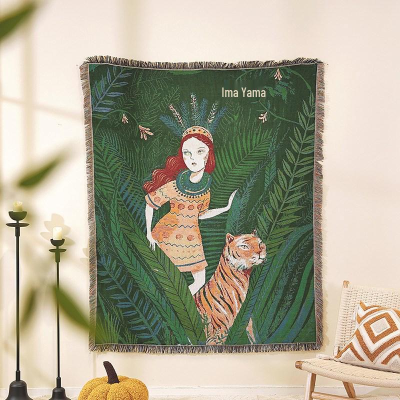 Versatile Ins-Style Line Illustration Blanket: Perfect for Camping, Casual Use, Naps, Throwing, Sofas, Picnics, and Bed Ends.