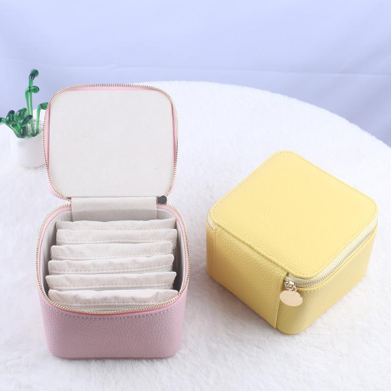 Leather Jewelry Organizer Box with Separate Bag Necklace Earring Storage Box Modern Creative Portable Travel Women's Jewelry Ornaments Packaging Case