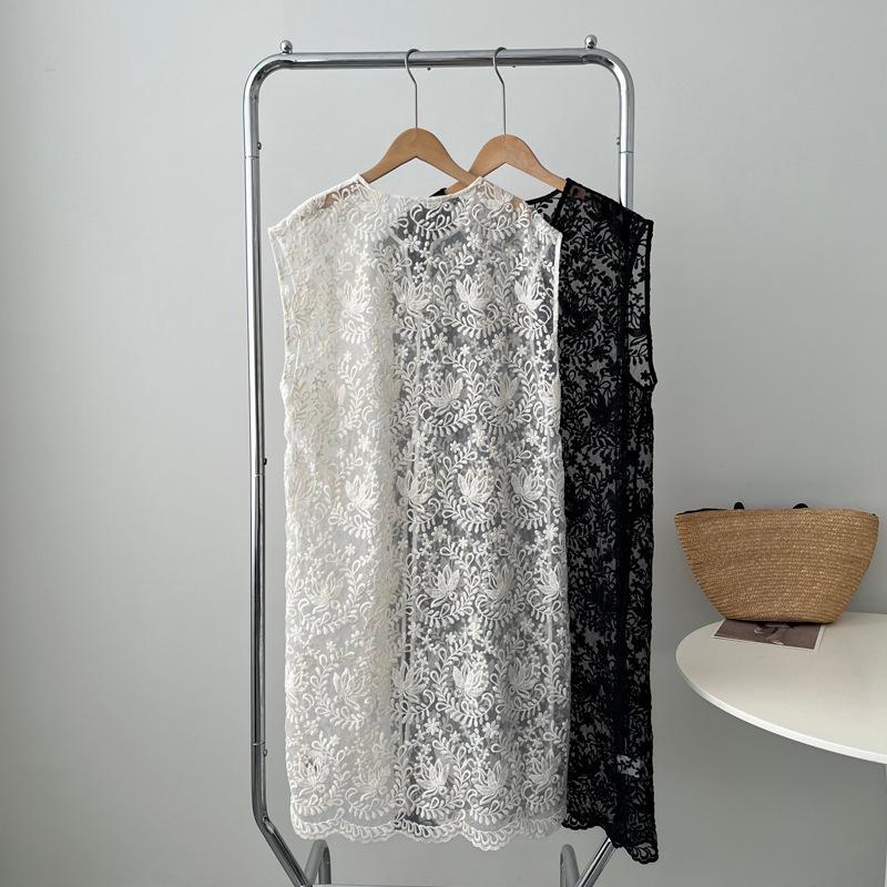 Taochuan Retro-Spitzen-Jacquard-Kleid mit mehrlagigem Kittel für Frühling/Sommer