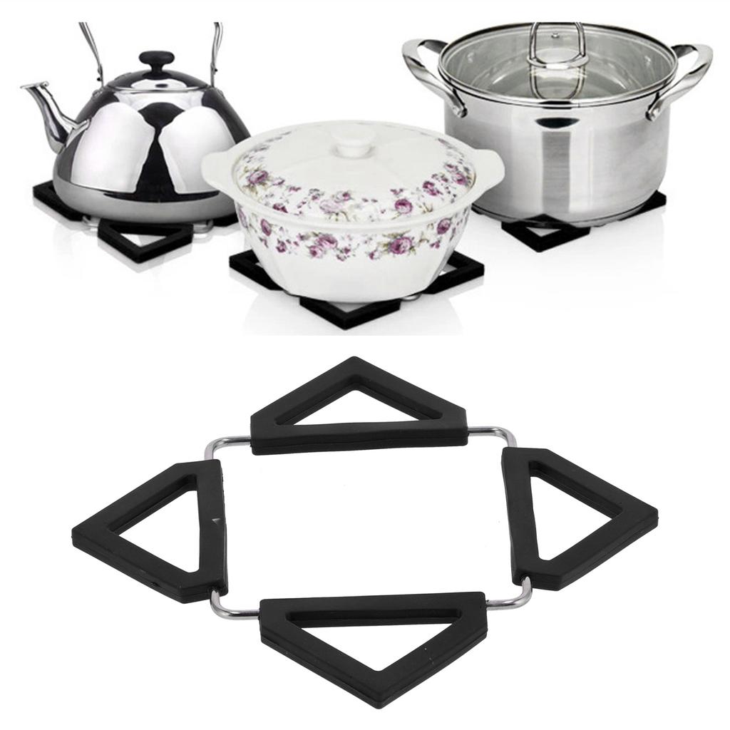 Silicone Trivet Mat Stainless Steel Hot Pot Holder NonSlip Coasters Heat Insulation Bowl Mats Foldable Table Pad Tableware Placemat for Hot Pans Bowls