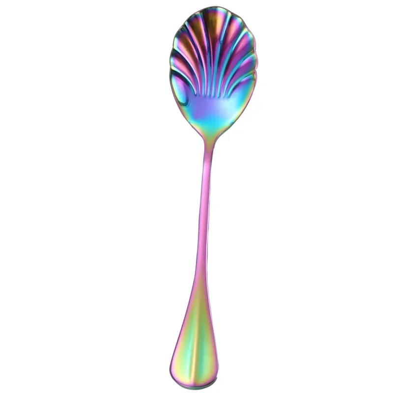 1 Pcs Stainless Steel Coffee Spoon Teaspoons Ice Cream Scoops Sugar Dessert Rainbow Tableware Kitchen Tool Accessories