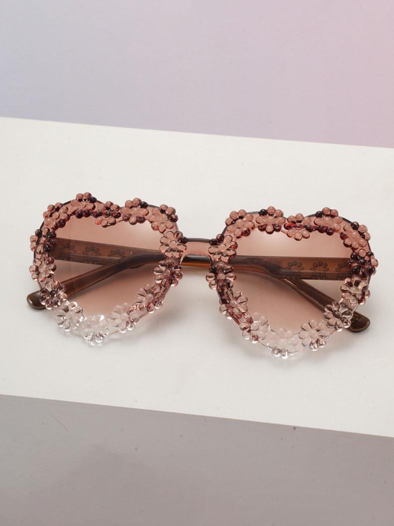 

2026 Princess Floral Heart Kids Sunglasses 3D Flower Decor UV Protection Adorable Shades for Birthday and Photoshoot KJ289
