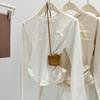 Zimní podzimní elegantní krajkové prošívání falešné dvoudílné tričko s dlouhým rukávem, halenka, dámské v novém designu s mašlí, sladké tričko se spodním dílem