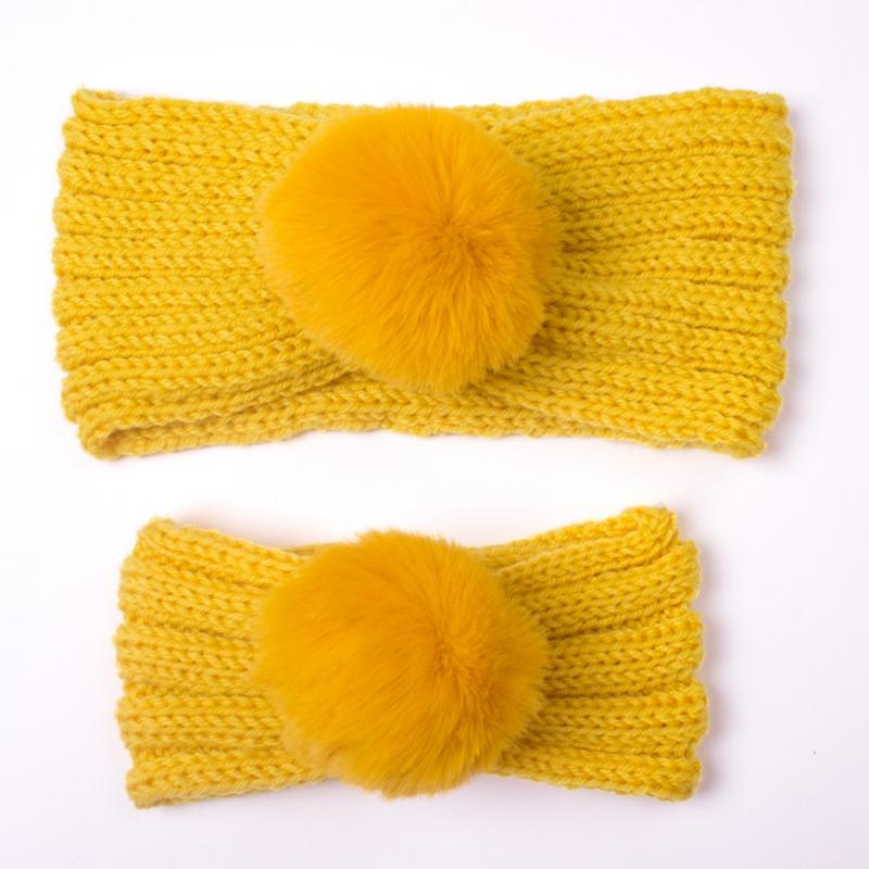 New parent-child autumn and winter warm headscarf set, mother and baby knitted wool headband, girls' headband