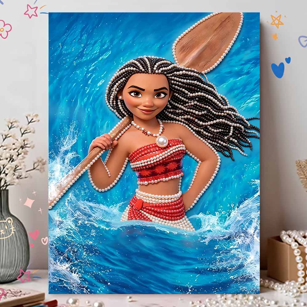 Disney Pearl Painting Moana Handmade DIY Pearl Gemstone Painting Pictures Crafts Special Shape Home Wall Decoration
