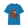 Unisex Softstyle T-Shirt Pug Santa Beard Sleigh Funny Christmas Dog Retro Design