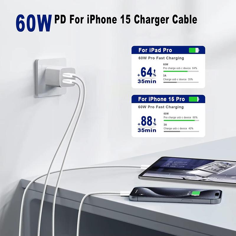 Xiaomi 10Pcs 20Pcs USB C to Type C Color Cable Fast Charging For iPhone15 For Huawei ForXiaomi Type C Weaving Cable Accessories