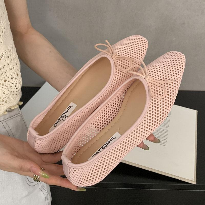Fashion Luxury Footwear Mesh Ladies Flats Slip On Shoes Female Shallow Fashion Butterfly-Knot Women Ballet Flats Dance Shoes New 2025