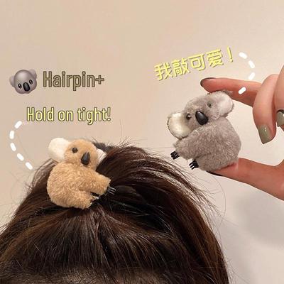 Adorable Koala Plush Hair Clip for Women - Autumn/Winter Hair Accessory
