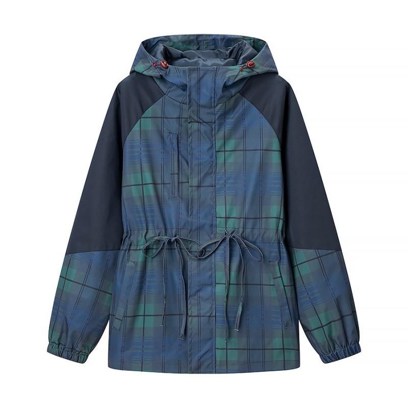 Womens Stylish Plaid Trench Coat Casual