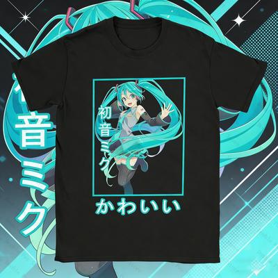 2026 Nové tričko Hatsune Miku Anime Unisex Bavlna Horní díly Tričko Estetické Kulatý výstřih Krátký rukáv Vysoká kvalita Unisex Trička Dámská trička