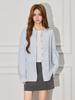 Women's Light Blue Korean Style Polo Collar Shirt Jacket - Spring Design, Loose Fit, Casual Long Sleeve Top