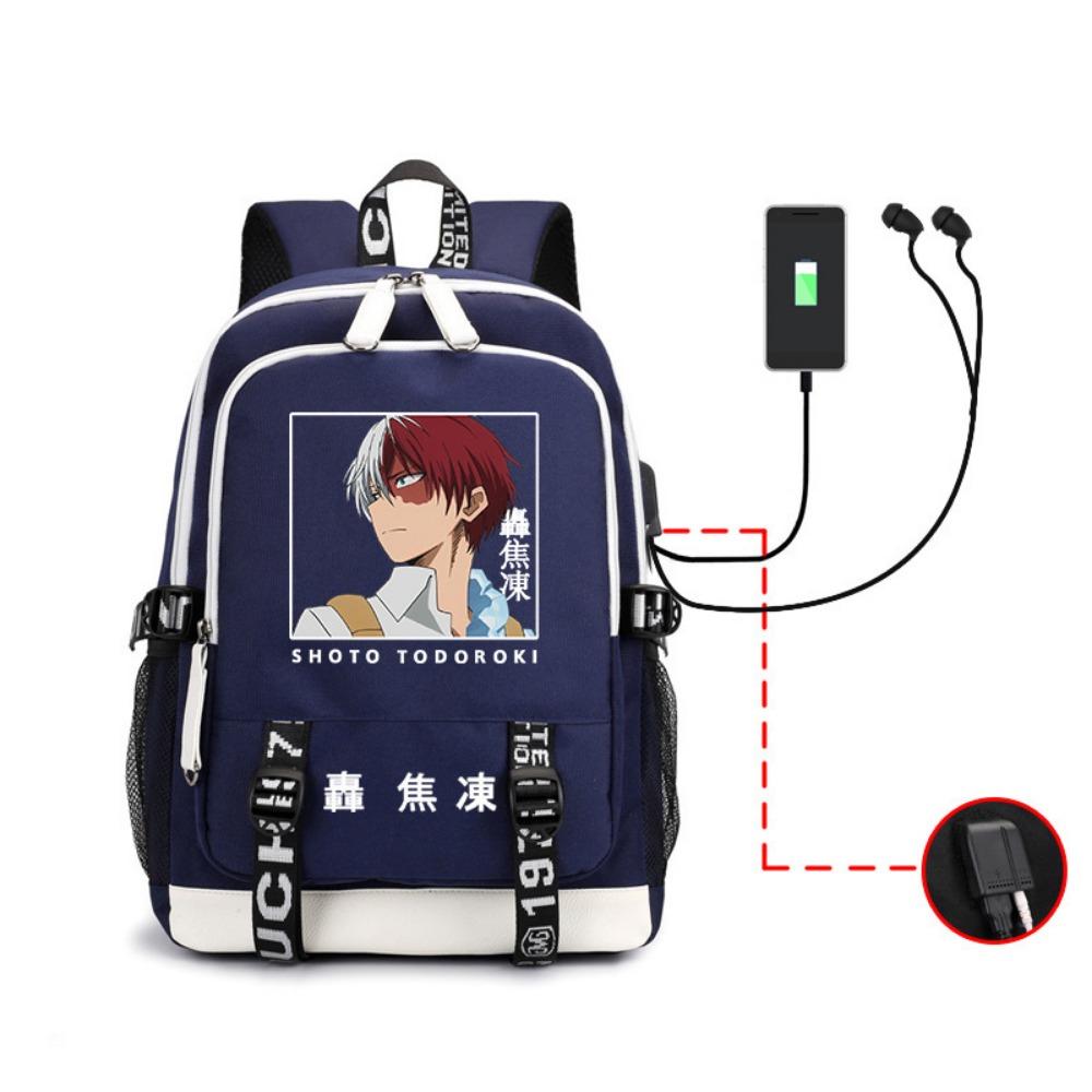 Riman My Hero Academy, surrounding backpack, large-capacity computer bag with USB port, student schoolbag