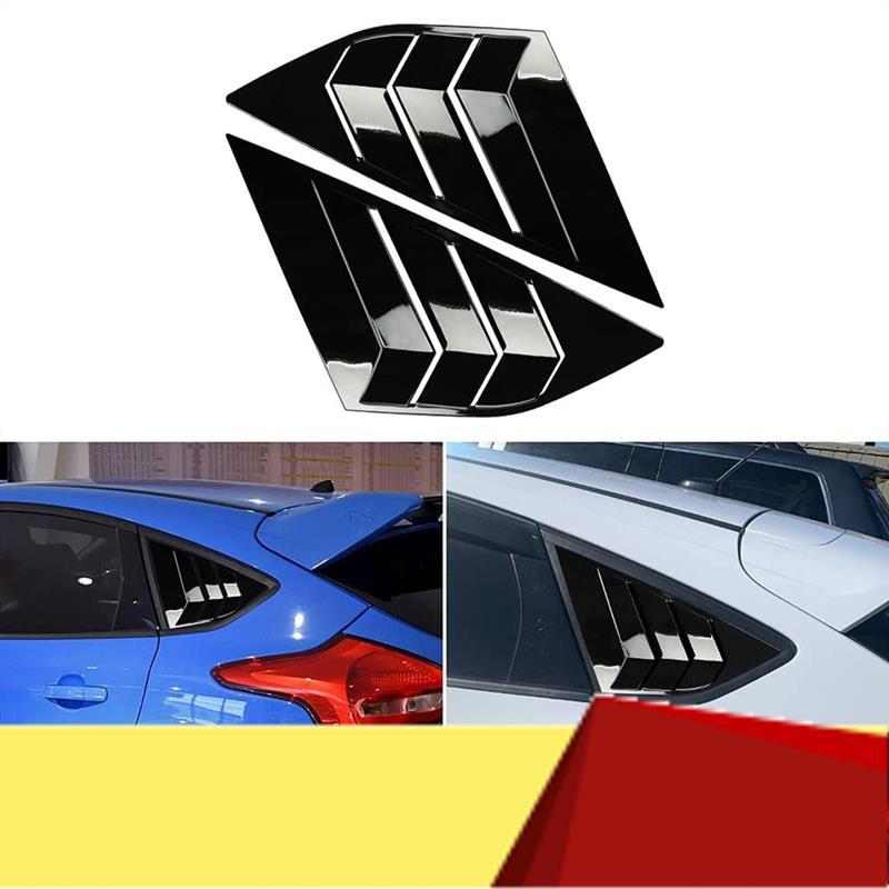 Rear Side Window Louvers For Ford Focus ST RS MK3 Hatchback 2012-2018 Accessories Air Vent Scoop Cover-M53K Bright Black