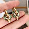 Vintage Green Oil-Drop Floral Earrings – Chinese-Inspired, Fashionable & Versatile