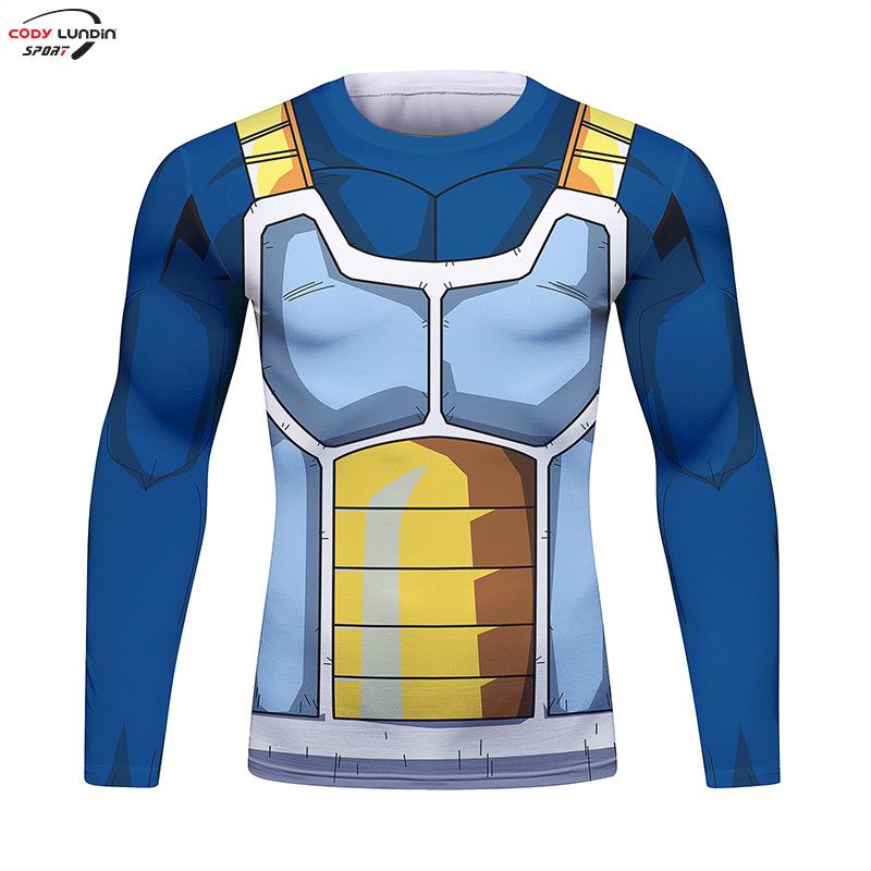 Maglia Compressione Palestra Uomo Anime GOKU Costume Cosplay T-Shirt Asciugatura Rapida Manica Lunga Fitness Bodybuilding Allenamento Magliette Sportive