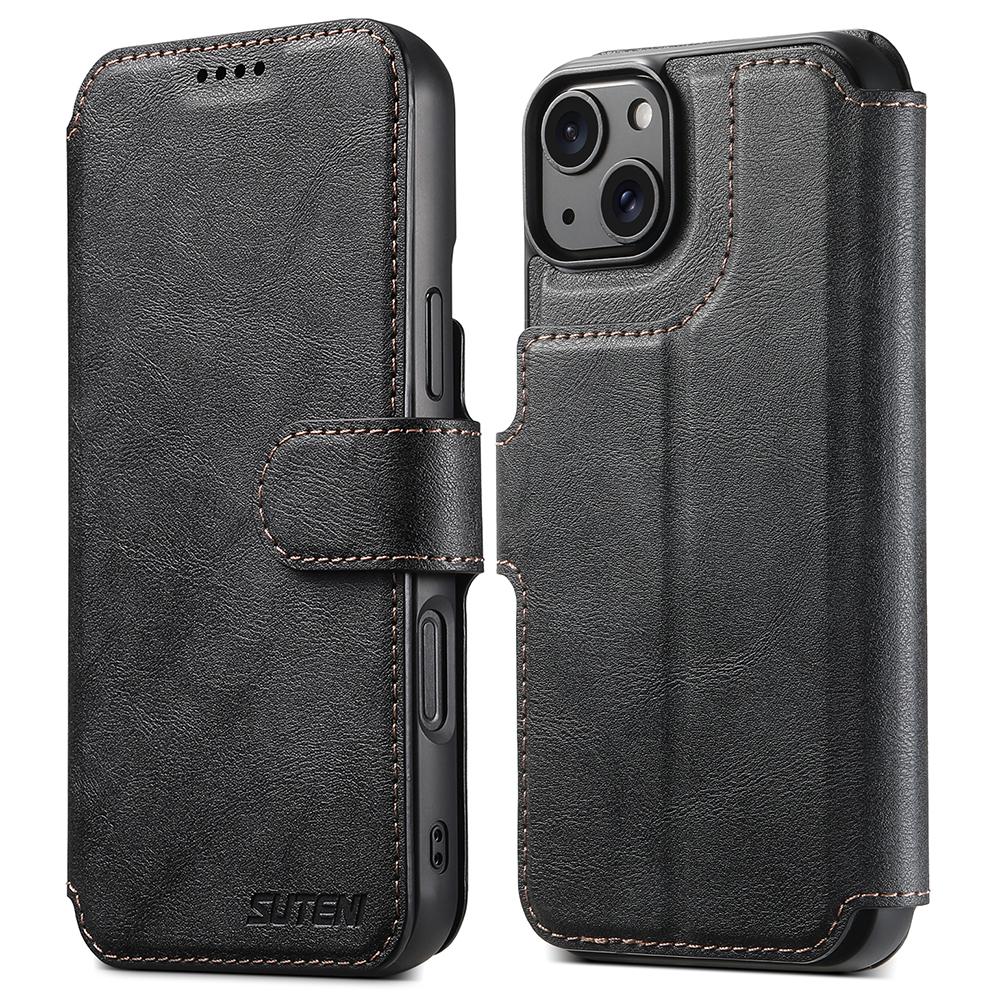 SUTENI Q-05 For iPhone 14/13 Wallet Case 2 in 1 Detachable Leather Flip Phone Cover with Stand
