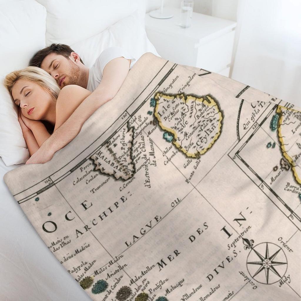 Vintage Maldives and Sri Lanka Map (1652) Throw Blanket Bed covers Thin For Baby Soft Plaid Blankets