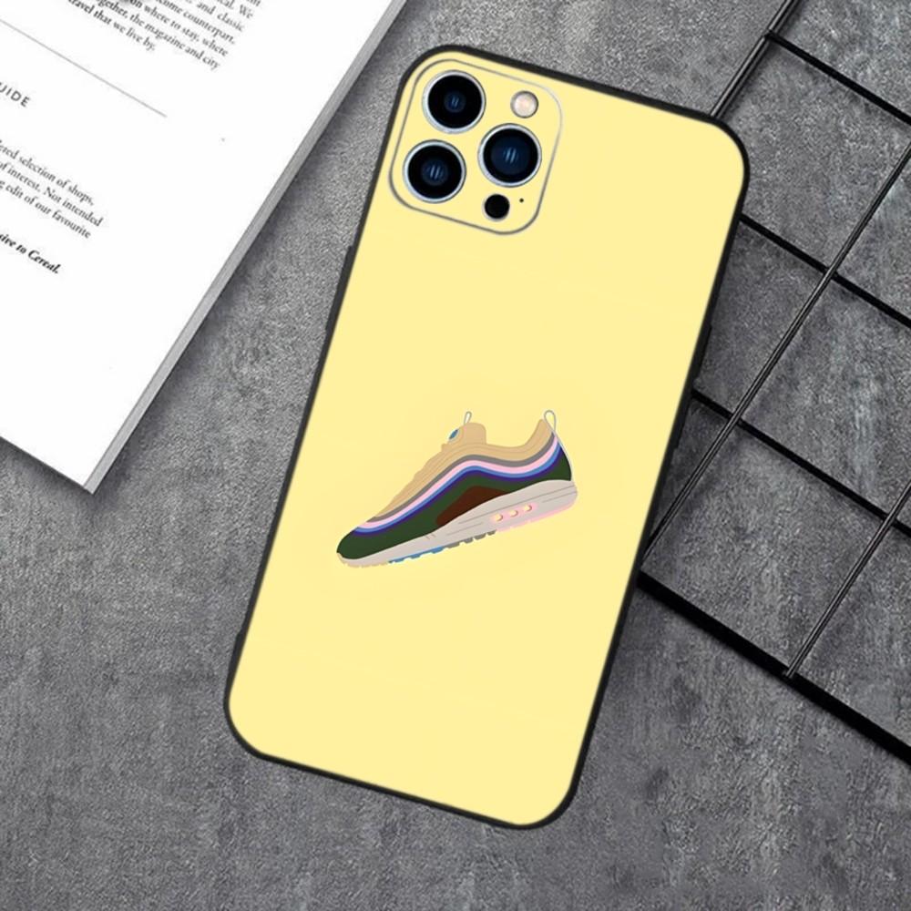 Off 85 AIR Street Sports Sneakers Phone Case For iPhone 16,15,14,13,12,11,XS,XR,X,8,7,Pro,Max,Plus,mini Silicone Black Cover
