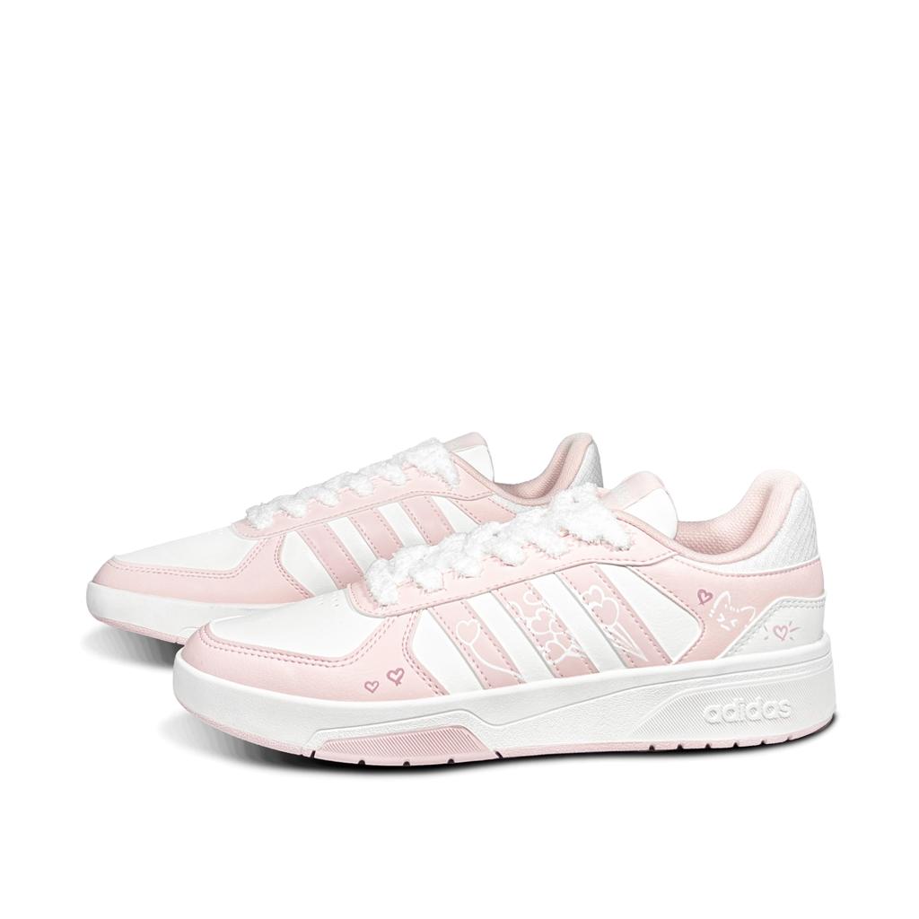 adidas COURTBEAT Pink Cat Balloons Low Top Skateboard Shoes Unisex Pink White KI6785(Team-814)