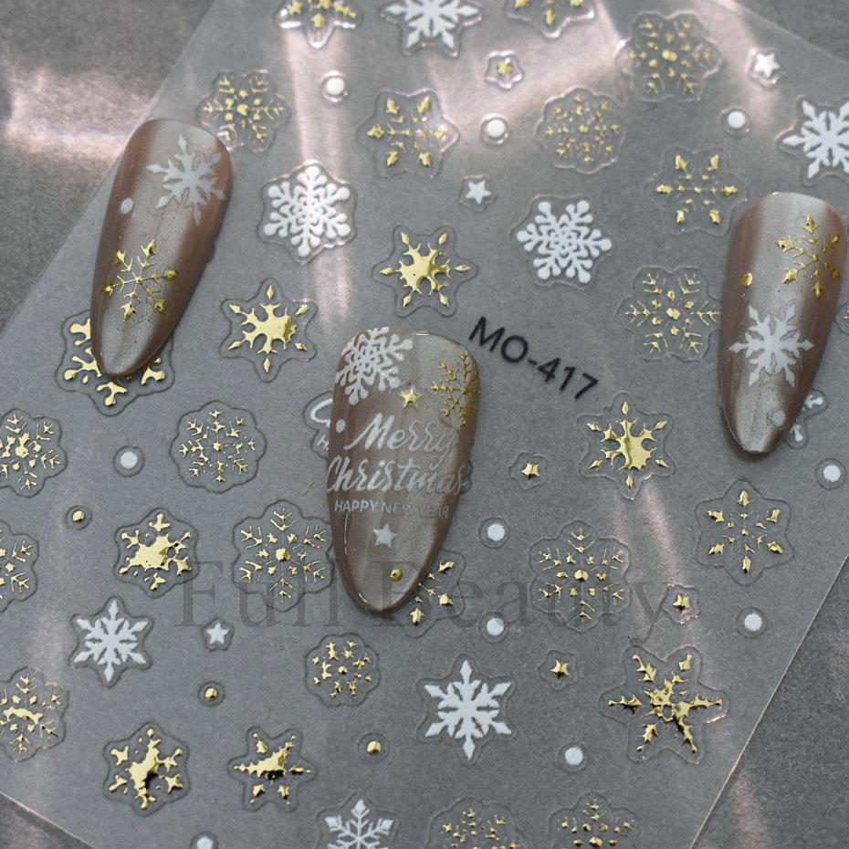 Nail Art Sticker Christmas Metal Bronzing Christmas Tree Bear Snowflake Bow Adhesive Nail Sticker